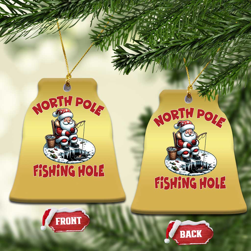 Funny Xmas Fishing Christmas Ornament North Pole Fishing Hole Cute Santa TS11