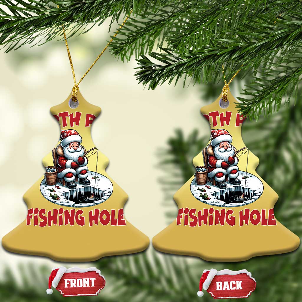 Funny Xmas Fishing Christmas Ornament North Pole Fishing Hole Cute Santa TS11