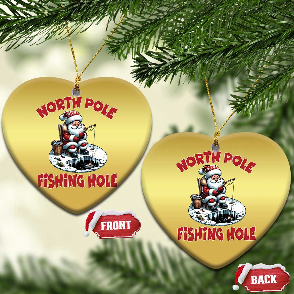 Funny Xmas Fishing Christmas Ornament North Pole Fishing Hole Cute Santa TS11