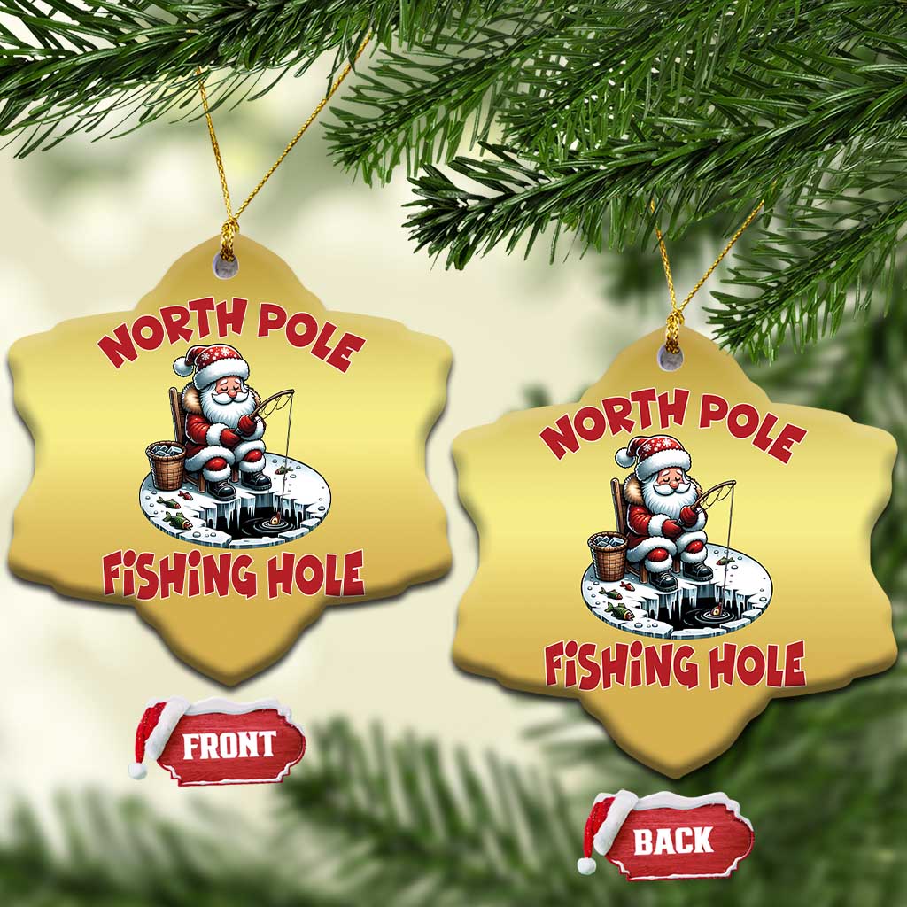 Funny Xmas Fishing Christmas Ornament North Pole Fishing Hole Cute Santa TS11