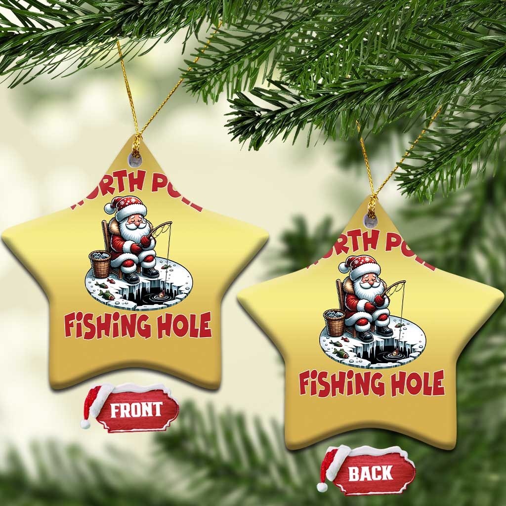 Funny Xmas Fishing Christmas Ornament North Pole Fishing Hole Cute Santa TS11