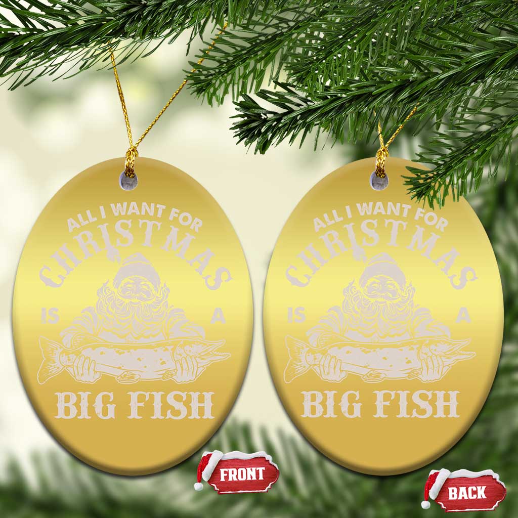 Funny Xmas  Fishing Christmas Ornament All I Want For Christmas Is A Big Fish Santa TS11