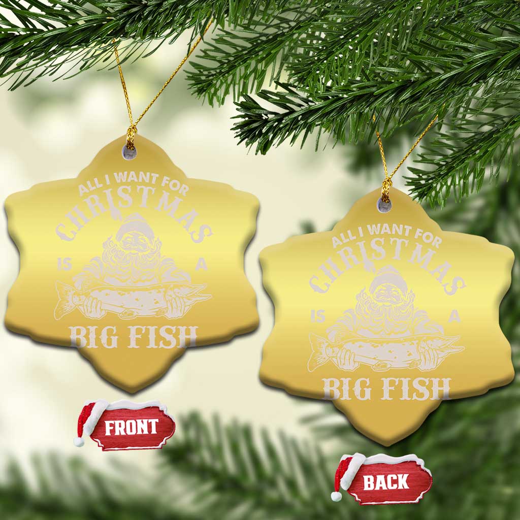 Funny Xmas  Fishing Christmas Ornament All I Want For Christmas Is A Big Fish Santa TS11
