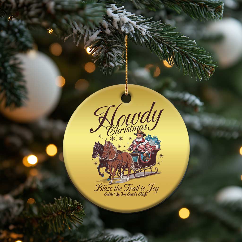 Western Xmas Christmas Ornament Howdy Christmas Blaze The Trail To Joy Cowboy Santa TS11