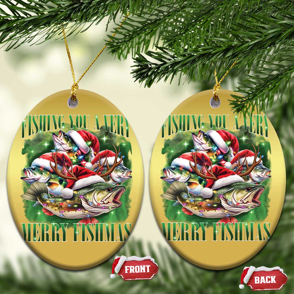 Funny Xmas Christmas Ornament Fishing You A Very Merry Fishmas Santa Hat TS11