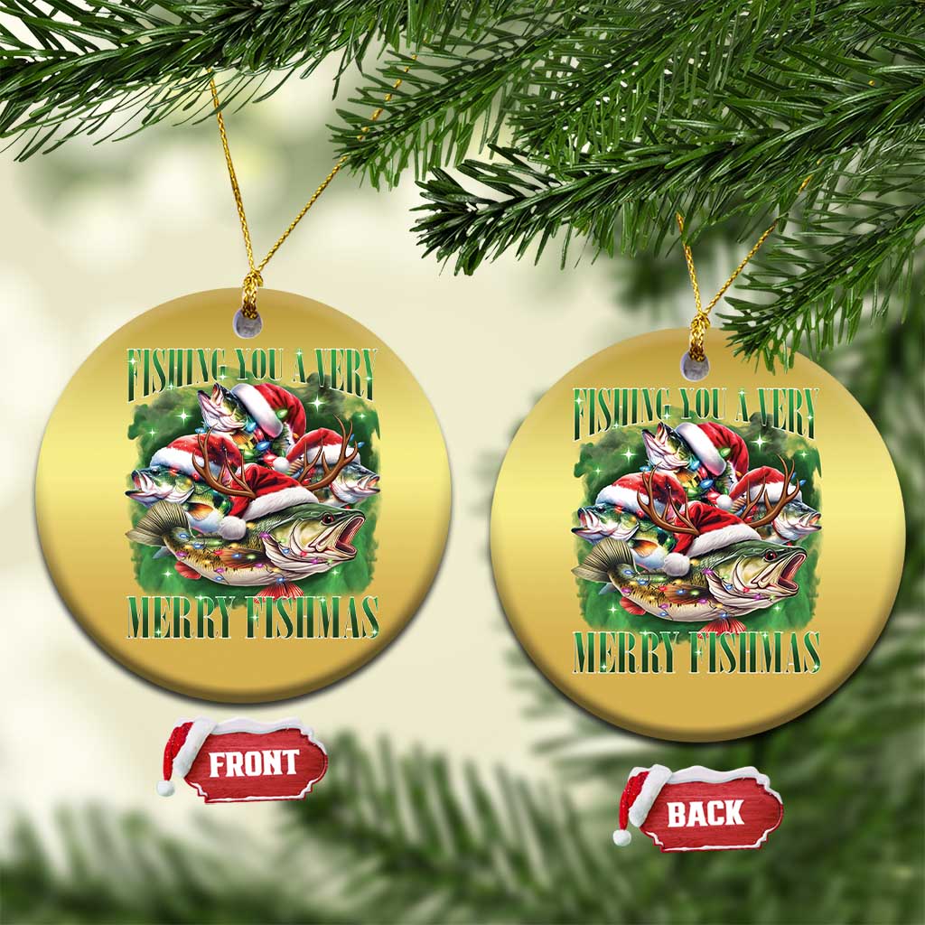 Funny Xmas Christmas Ornament Fishing You A Very Merry Fishmas Santa Hat TS11