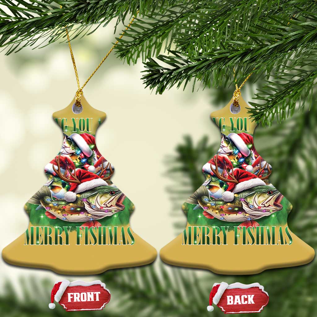 Funny Xmas Christmas Ornament Fishing You A Very Merry Fishmas Santa Hat TS11