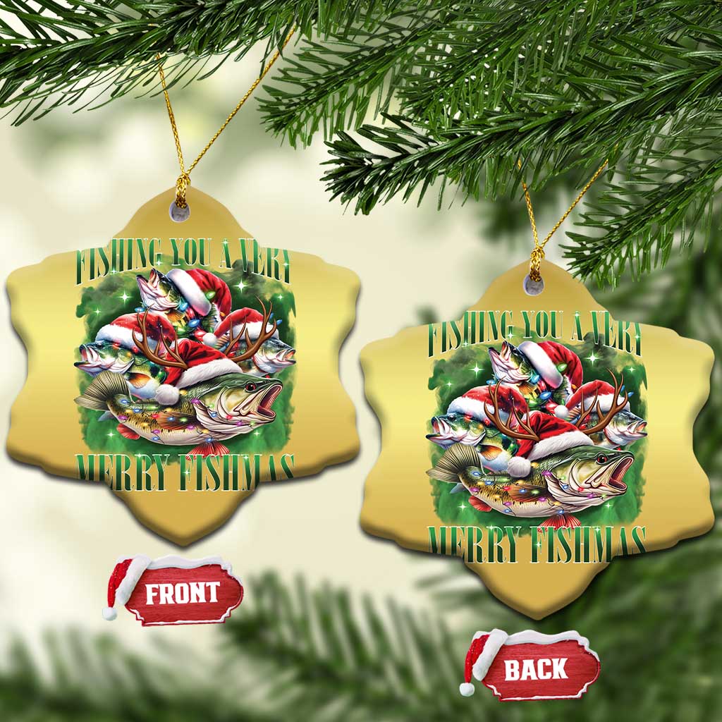 Funny Xmas Christmas Ornament Fishing You A Very Merry Fishmas Santa Hat TS11