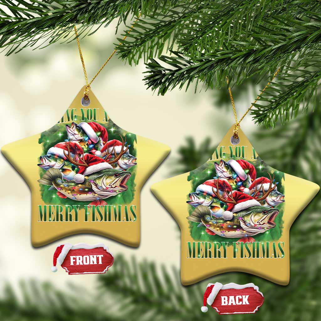 Funny Xmas Christmas Ornament Fishing You A Very Merry Fishmas Santa Hat TS11