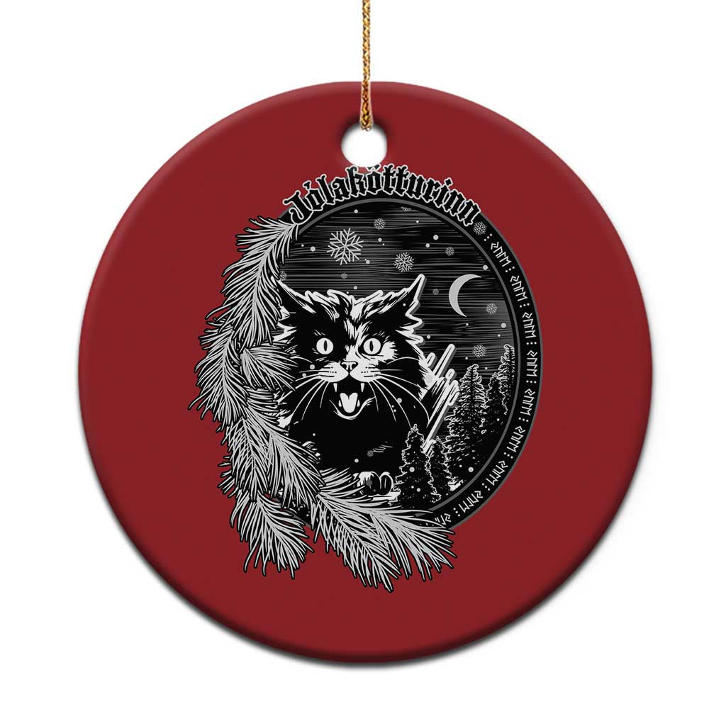 Funny Yule Black Cat Mistletoe Jolakotturinn Christmas Ornament TS11