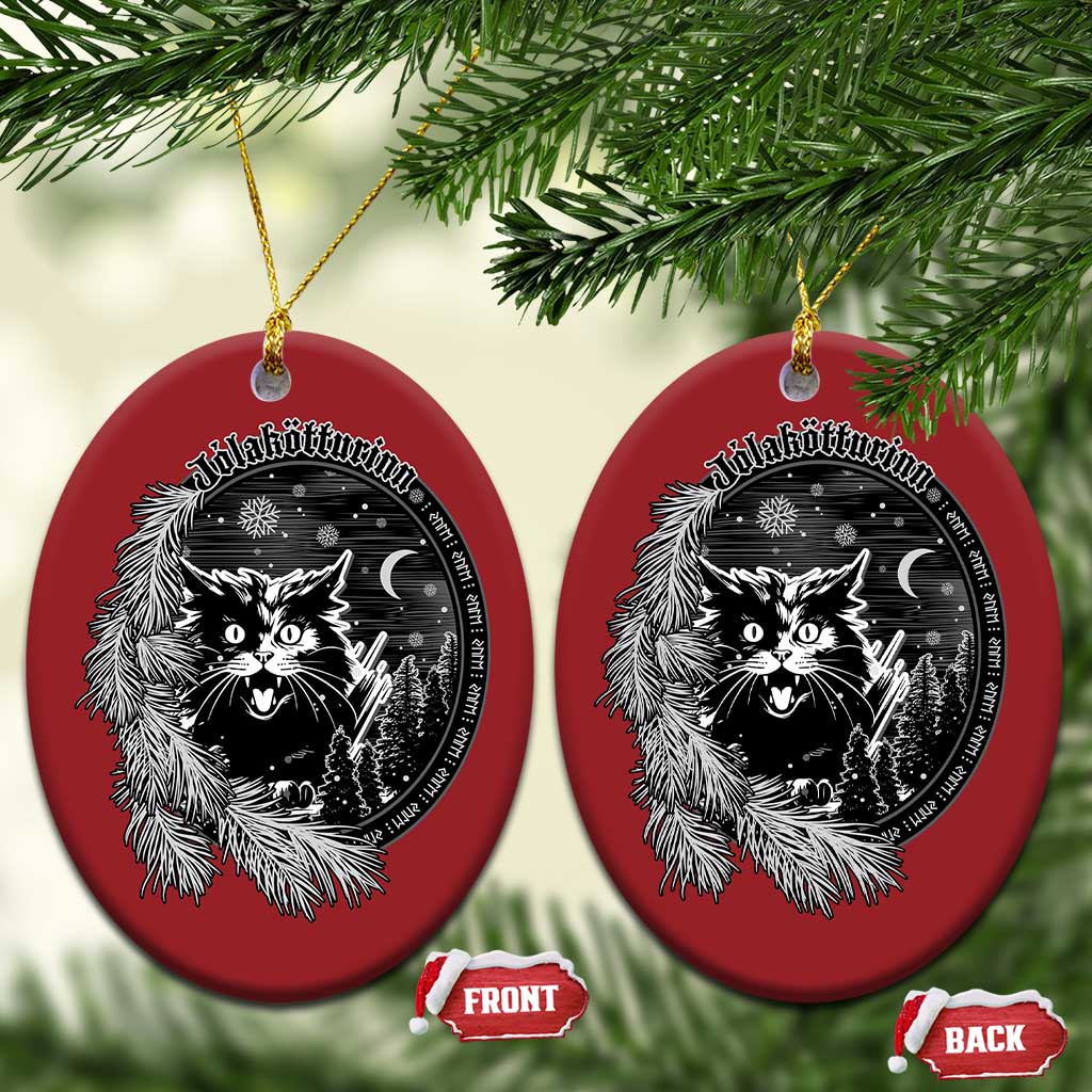 Funny Yule Black Cat Mistletoe Jolakotturinn Christmas Ornament TS11