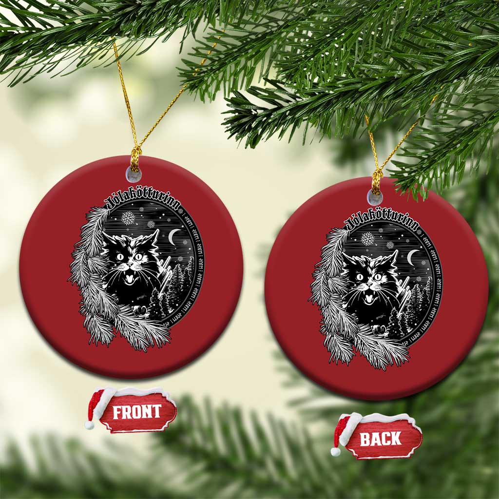Funny Yule Black Cat Mistletoe Jolakotturinn Christmas Ornament TS11