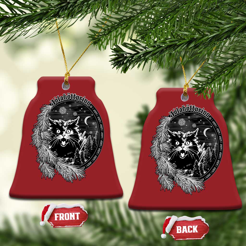 Funny Yule Black Cat Mistletoe Jolakotturinn Christmas Ornament TS11