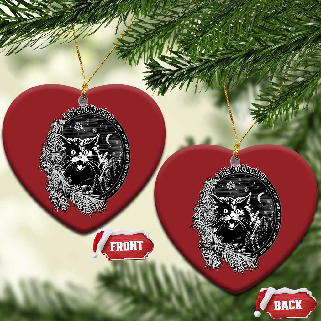 Funny Yule Black Cat Mistletoe Jolakotturinn Christmas Ornament TS11