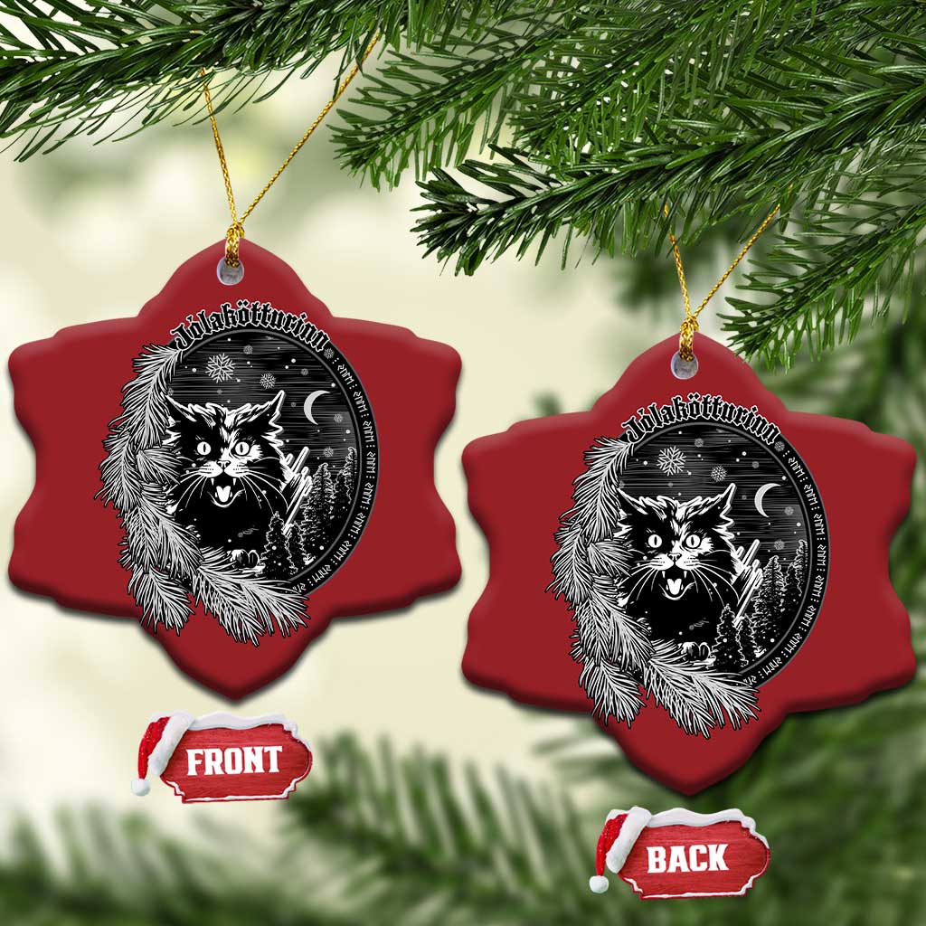 Funny Yule Black Cat Mistletoe Jolakotturinn Christmas Ornament TS11