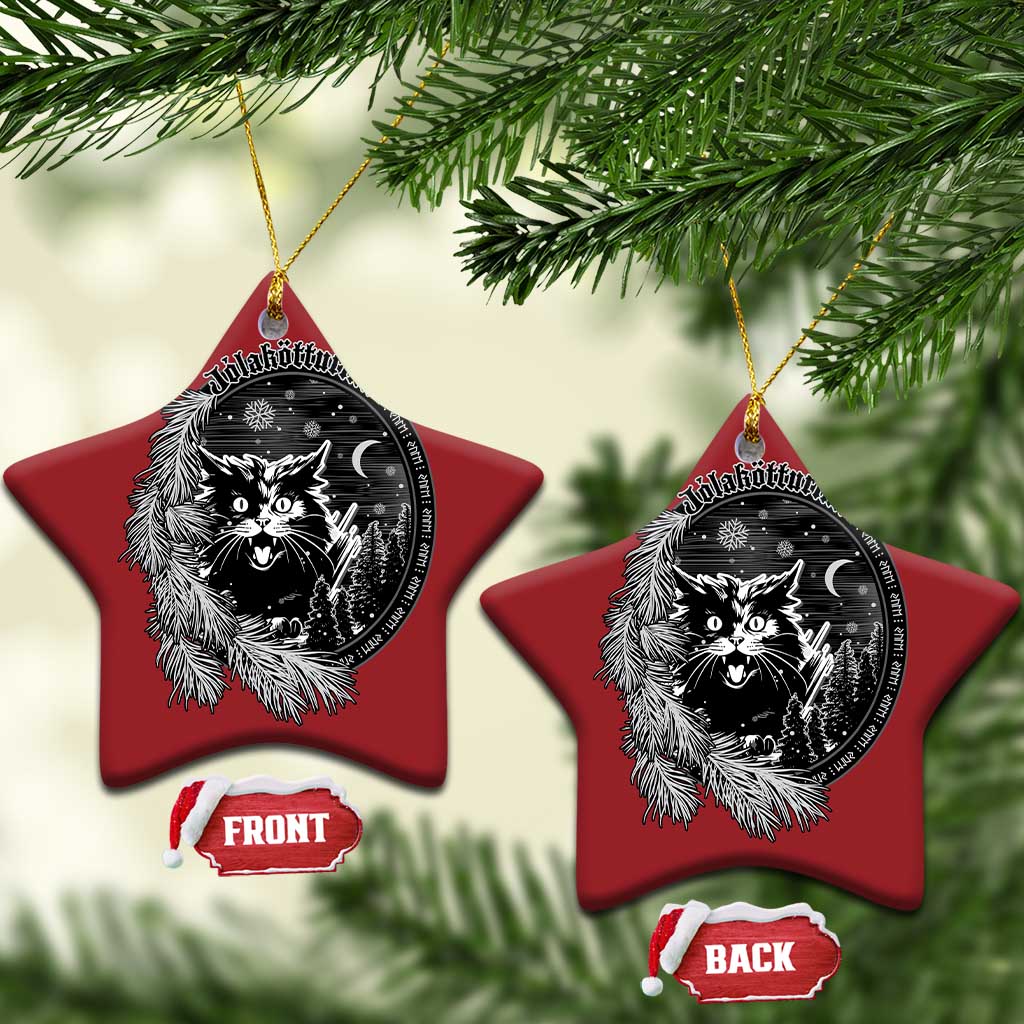 Funny Yule Black Cat Mistletoe Jolakotturinn Christmas Ornament TS11