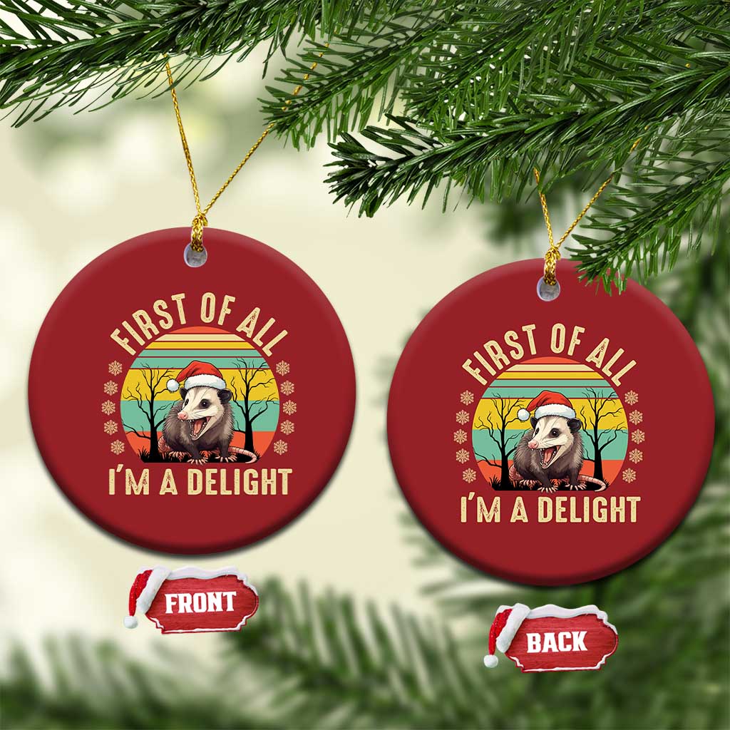 Funny First Of All I'm A Delight Christmas Ornament Angry Opossum Possum Xmas TS11