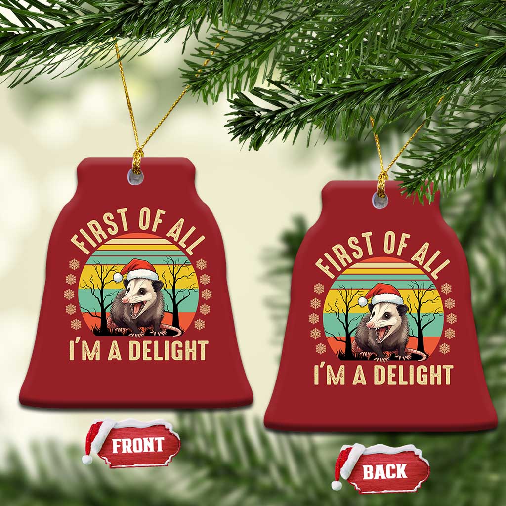 Funny First Of All I'm A Delight Christmas Ornament Angry Opossum Possum Xmas TS11