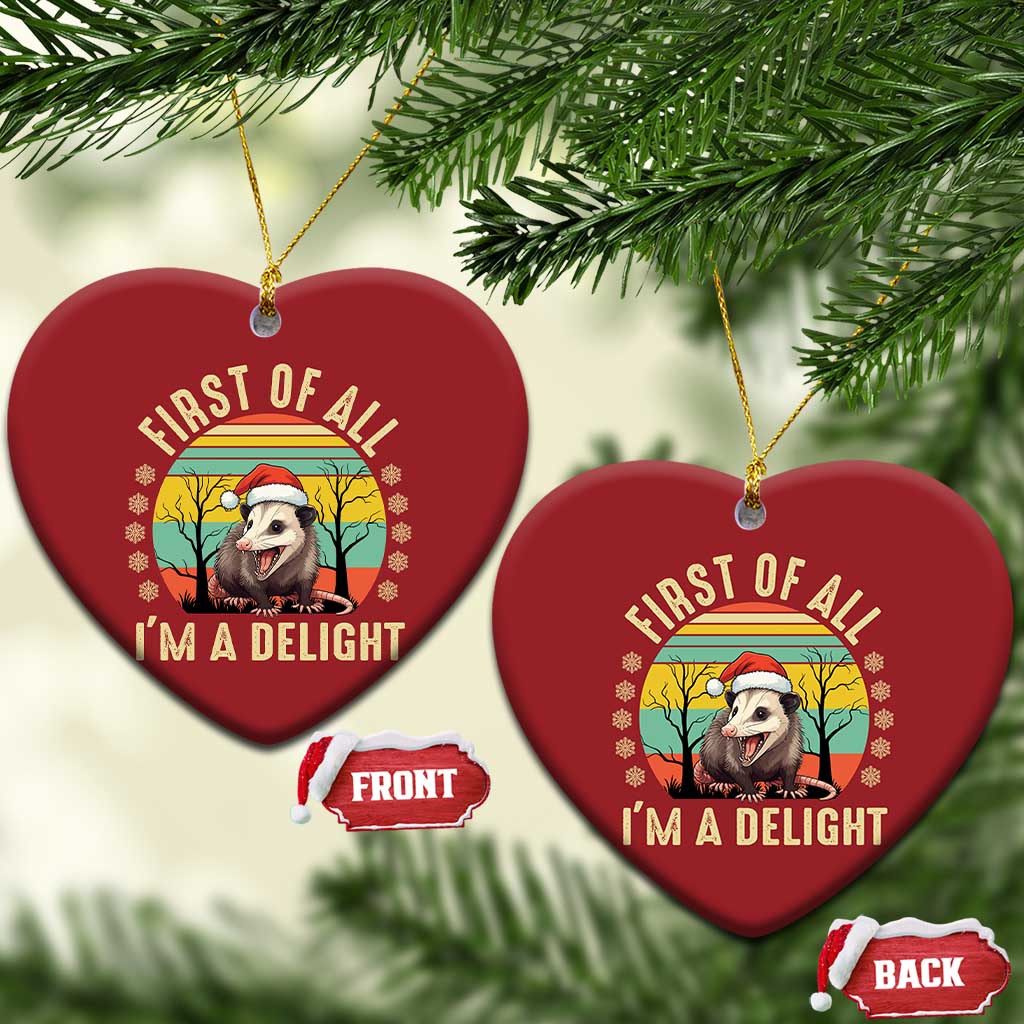 Funny First Of All I'm A Delight Christmas Ornament Angry Opossum Possum Xmas TS11