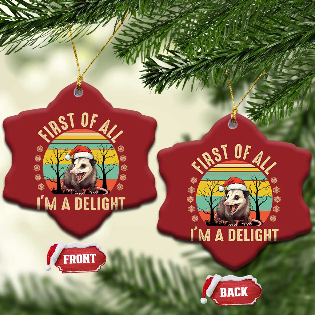 Funny First Of All I'm A Delight Christmas Ornament Angry Opossum Possum Xmas TS11