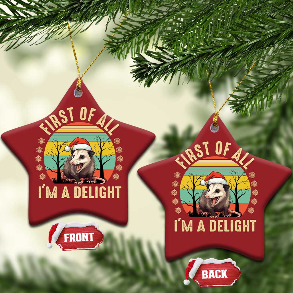 Funny First Of All I'm A Delight Christmas Ornament Angry Opossum Possum Xmas TS11