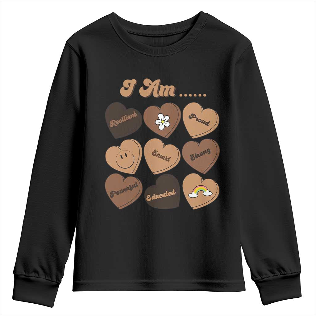 African American Proud Black History Youth Sweatshirt Melanin Hearts TS11