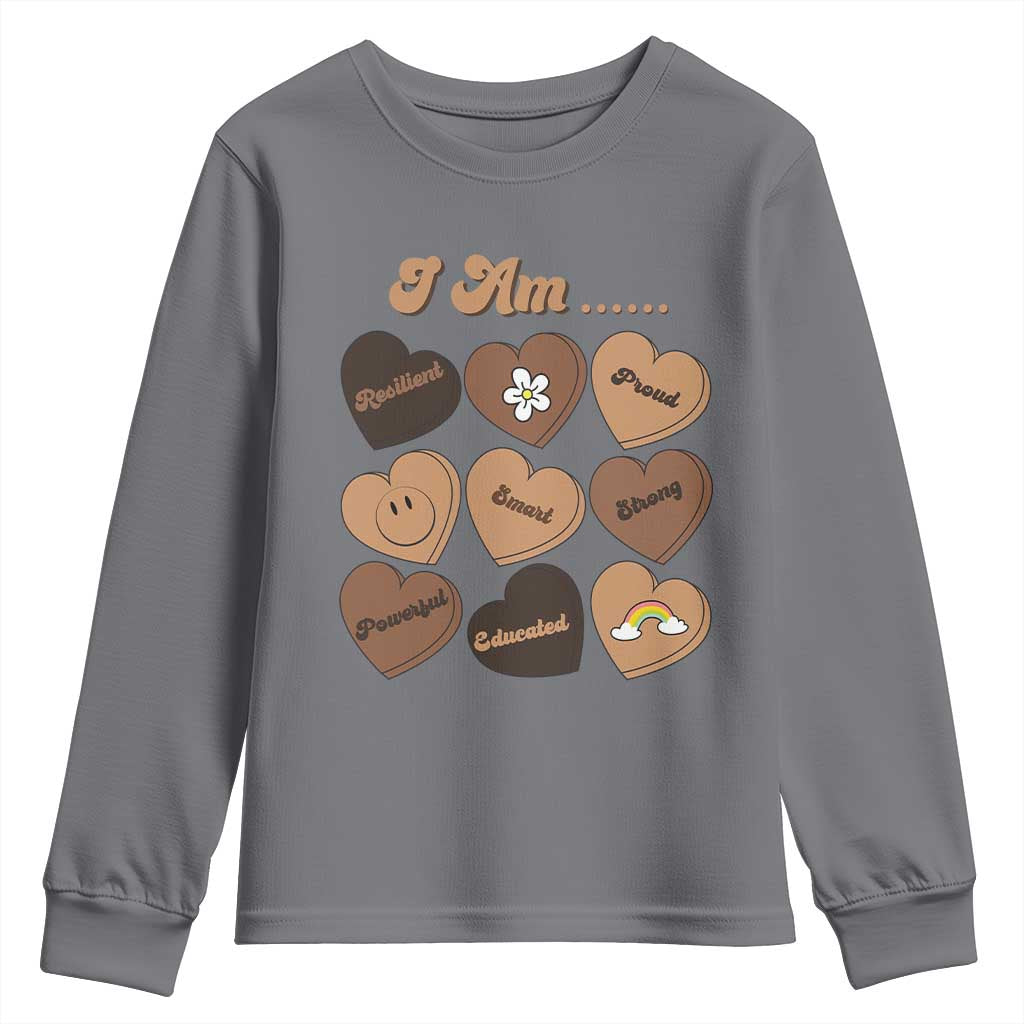 African American Proud Black History Youth Sweatshirt Melanin Hearts TS11