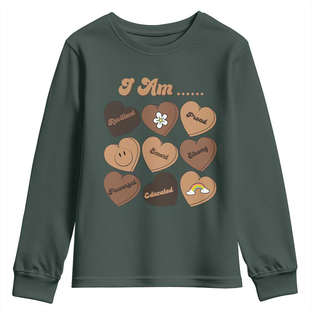 African American Proud Black History Youth Sweatshirt Melanin Hearts TS11