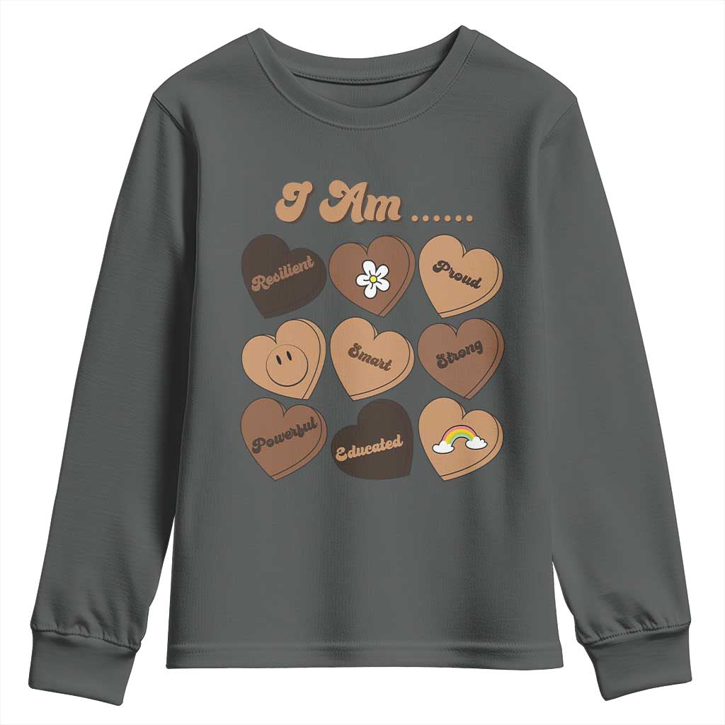 African American Proud Black History Youth Sweatshirt Melanin Hearts TS11