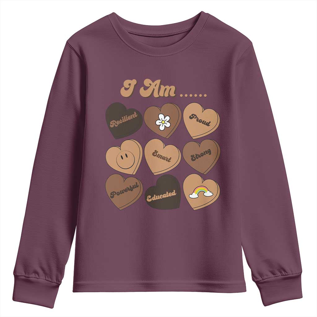 African American Proud Black History Youth Sweatshirt Melanin Hearts TS11