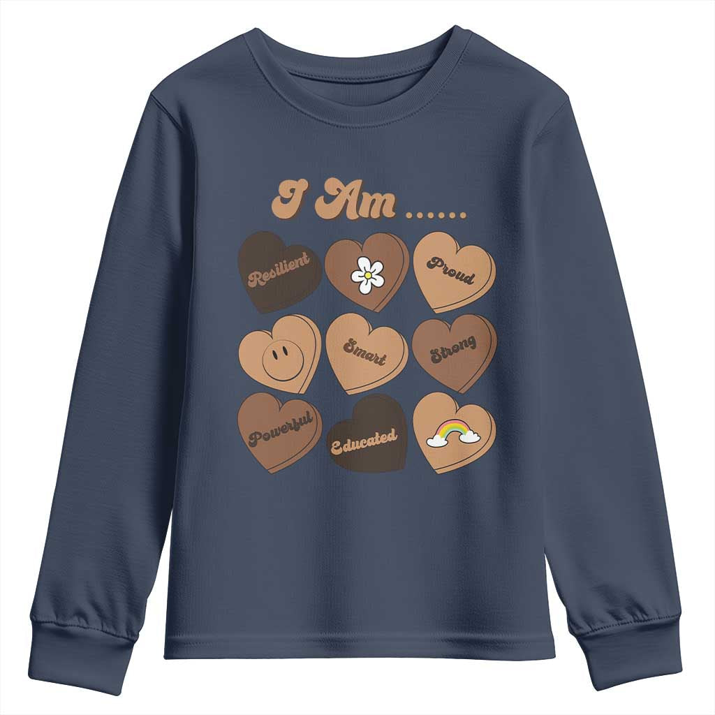 African American Proud Black History Youth Sweatshirt Melanin Hearts TS11
