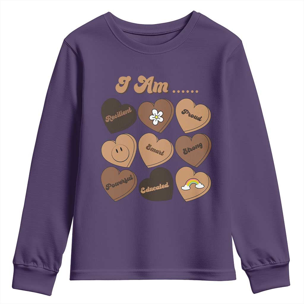 African American Proud Black History Youth Sweatshirt Melanin Hearts TS11