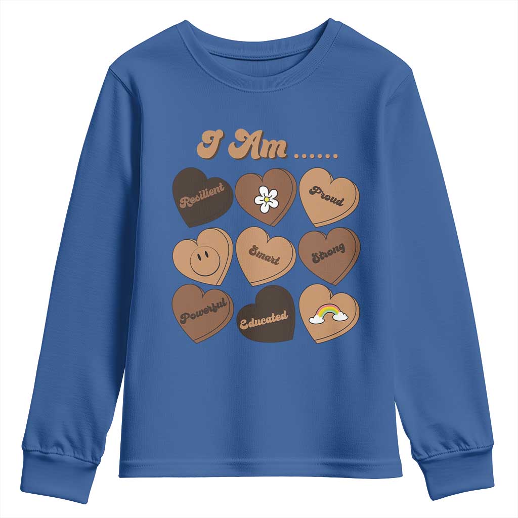 African American Proud Black History Youth Sweatshirt Melanin Hearts TS11