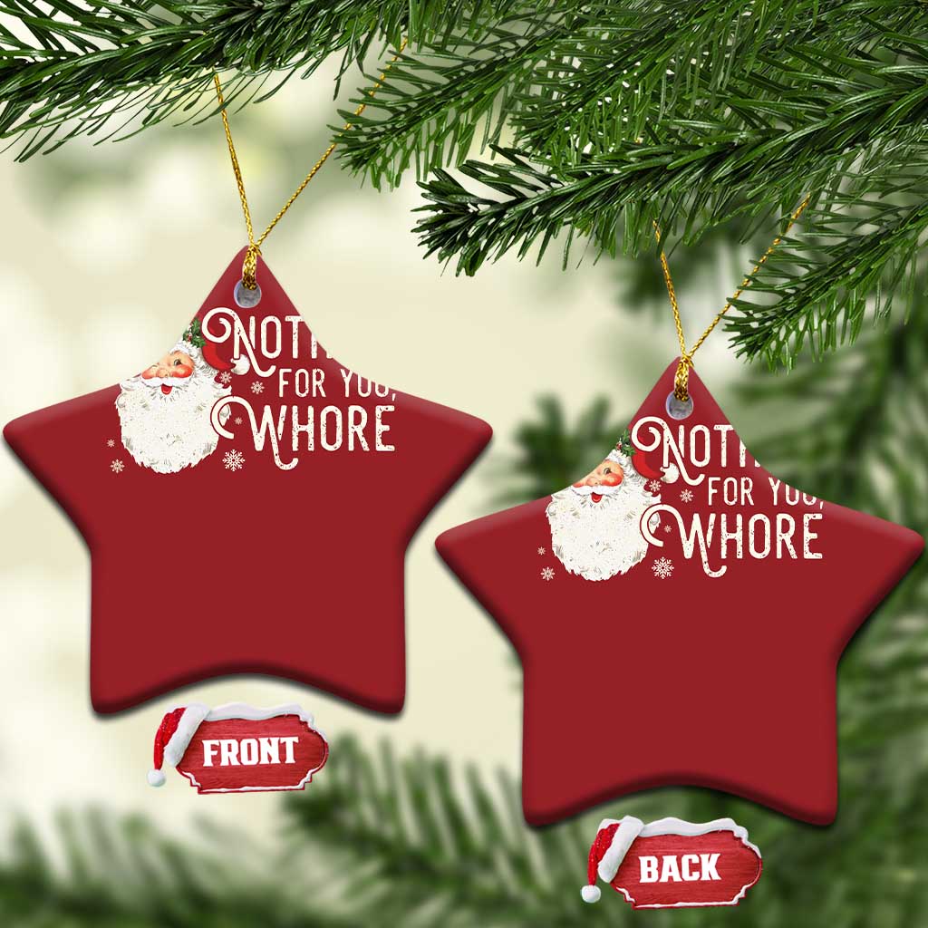 Funny Xmas Naughty Santa Christmas Ornament Nothing For You Whore TS11
