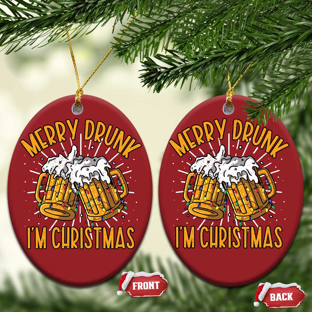 Funny Merry Drunk I'm Xmas Christmas Ornament Vintage Beer Mugs Xmas TS11