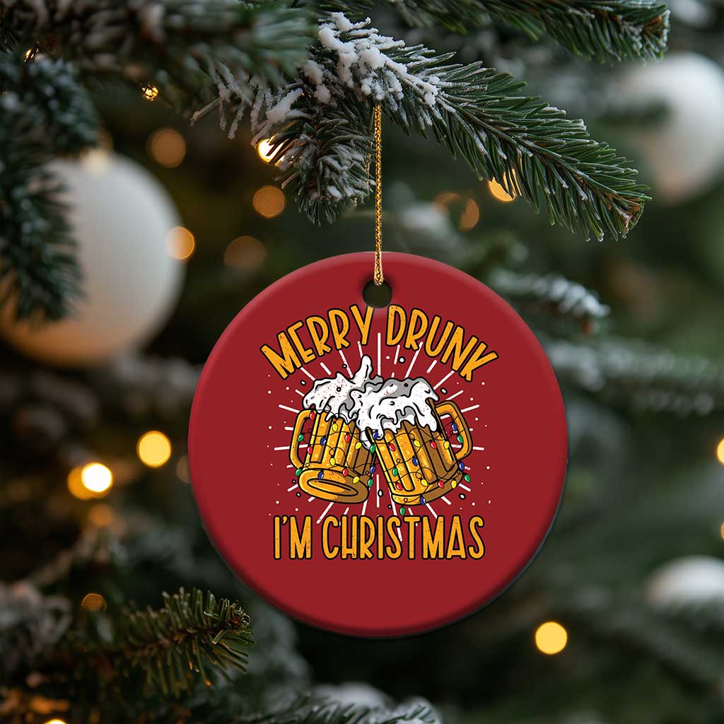 Funny Merry Drunk I'm Xmas Christmas Ornament Vintage Beer Mugs Xmas TS11