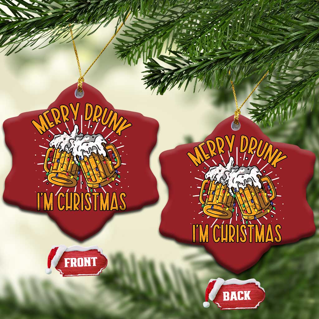 Funny Merry Drunk I'm Xmas Christmas Ornament Vintage Beer Mugs Xmas TS11