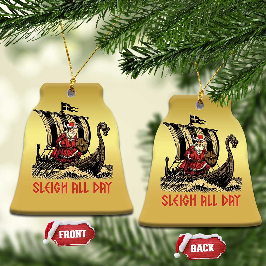 Funny Xmas Santa Viking Christmas Ornament Sleigh All Day Xmas Pagan Norse Longship TS11