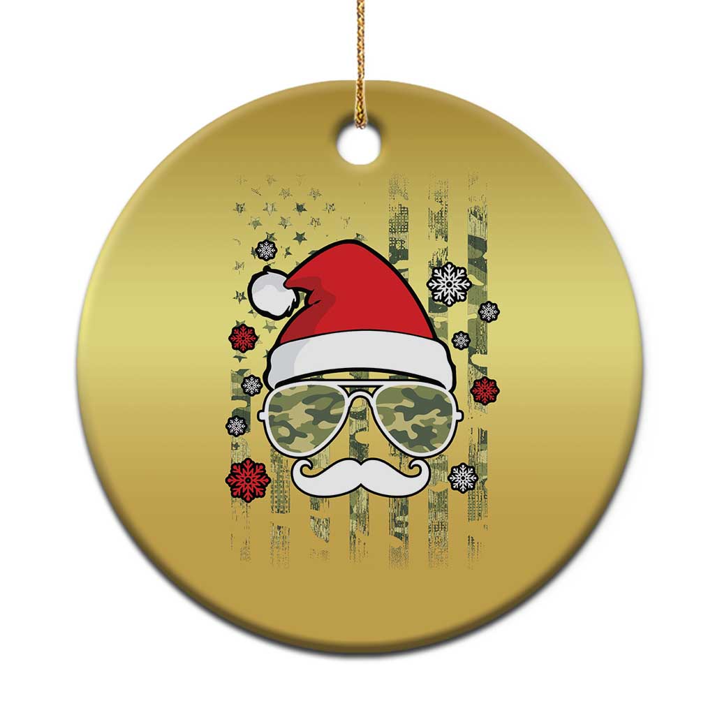Funny Christmas Veteran Christmas Ornament Santa Hat Camo American Flag TS11