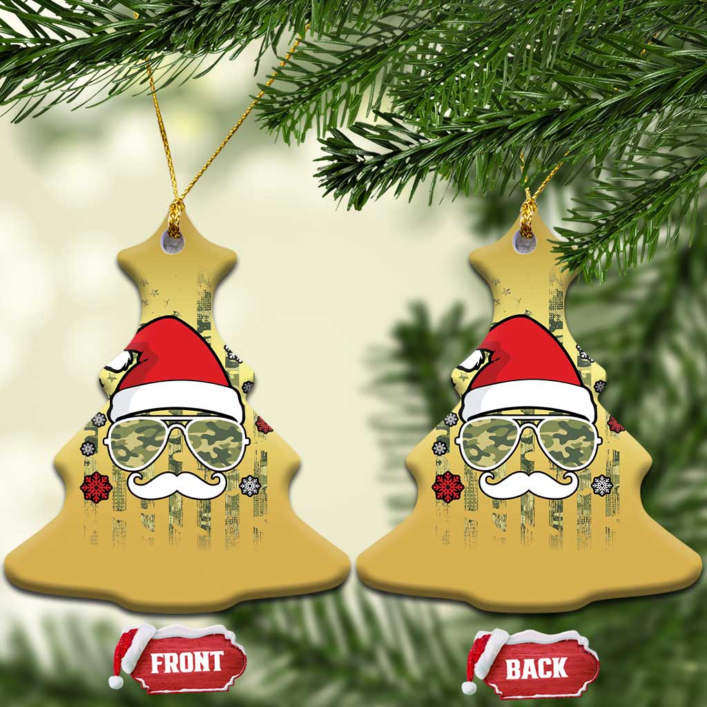 Funny Christmas Veteran Christmas Ornament Santa Hat Camo American Flag TS11