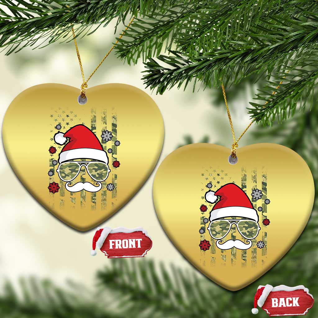 Funny Christmas Veteran Christmas Ornament Santa Hat Camo American Flag TS11