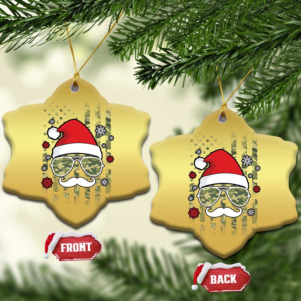 Funny Christmas Veteran Christmas Ornament Santa Hat Camo American Flag TS11