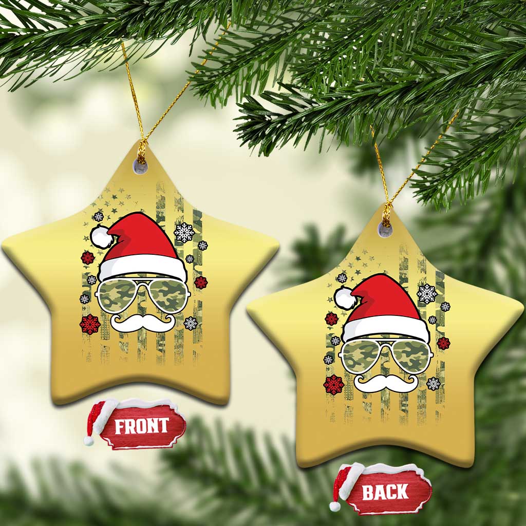 Funny Christmas Veteran Christmas Ornament Santa Hat Camo American Flag TS11