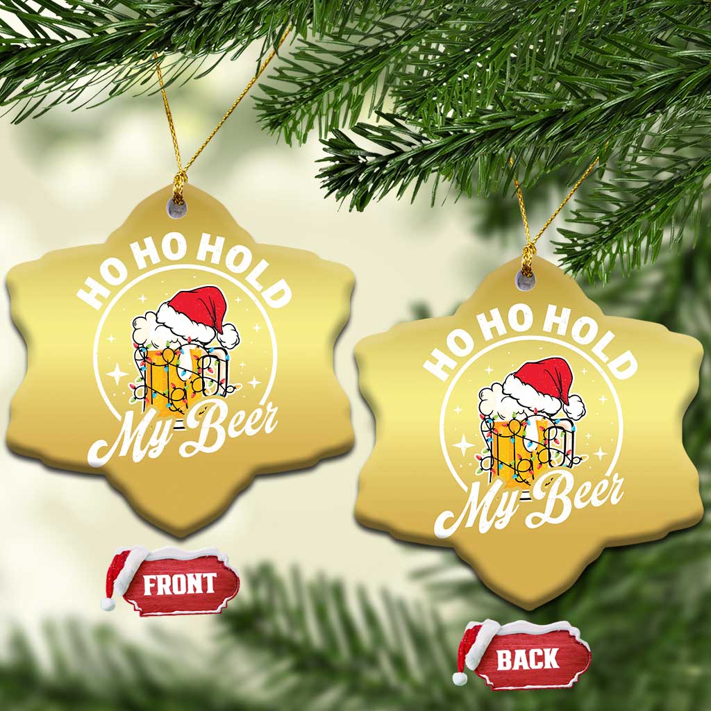 Funny Xmas Beers Christmas Ornament Ho Ho Hold My Beer Vintage Mug Santa Hat TS11