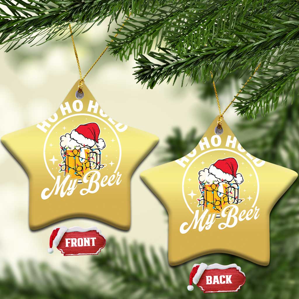 Funny Xmas Beers Christmas Ornament Ho Ho Hold My Beer Vintage Mug Santa Hat TS11