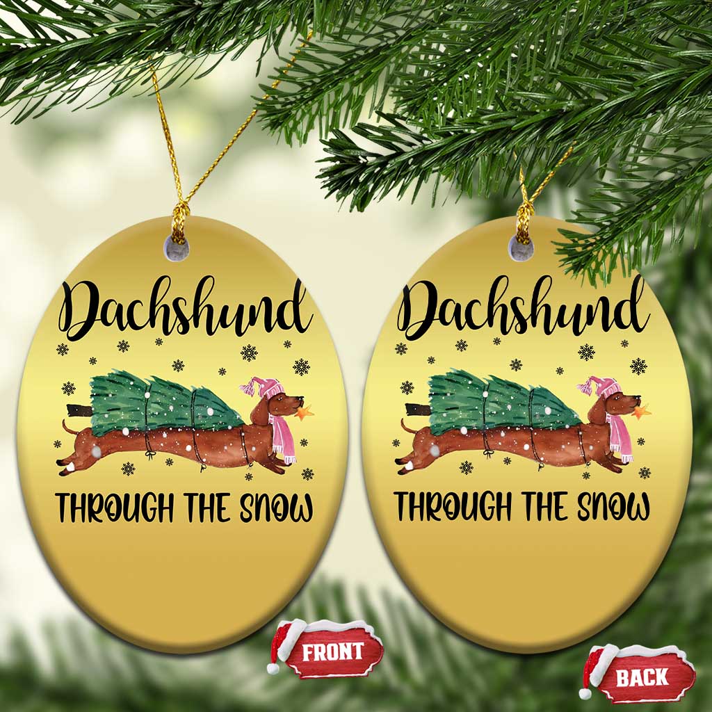 Funny Xmas Wiener Dog Christmas Ornament Dachshund Through The Snow Xmas Tree TS11