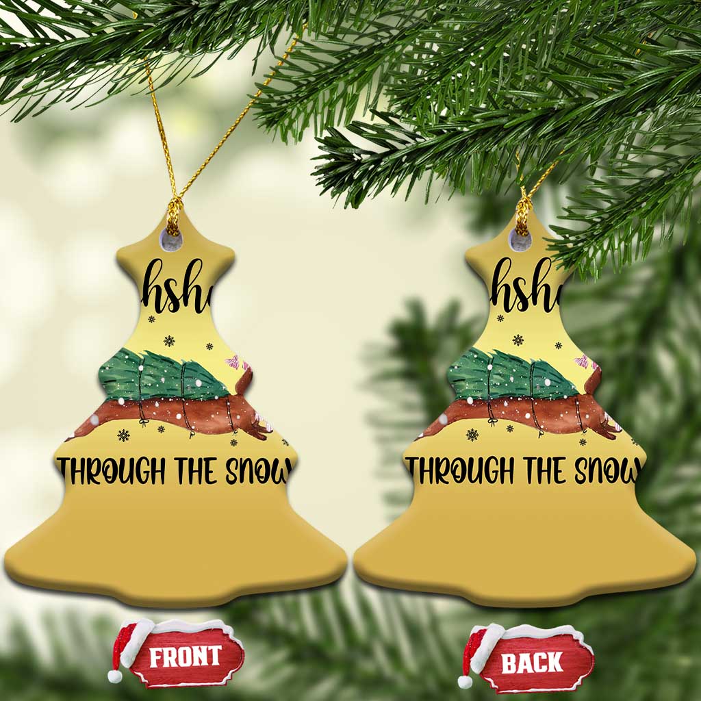 Funny Xmas Wiener Dog Christmas Ornament Dachshund Through The Snow Xmas Tree TS11