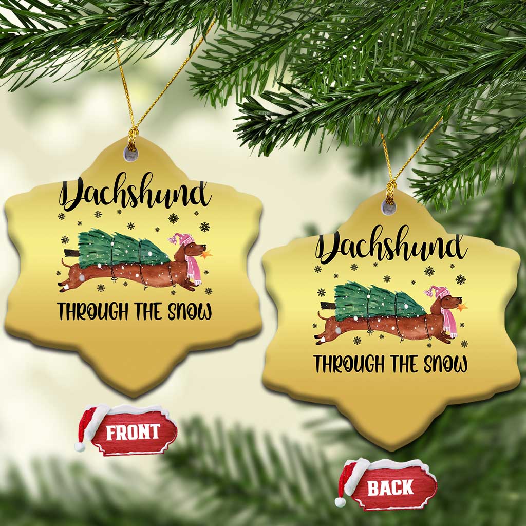 Funny Xmas Wiener Dog Christmas Ornament Dachshund Through The Snow Xmas Tree TS11