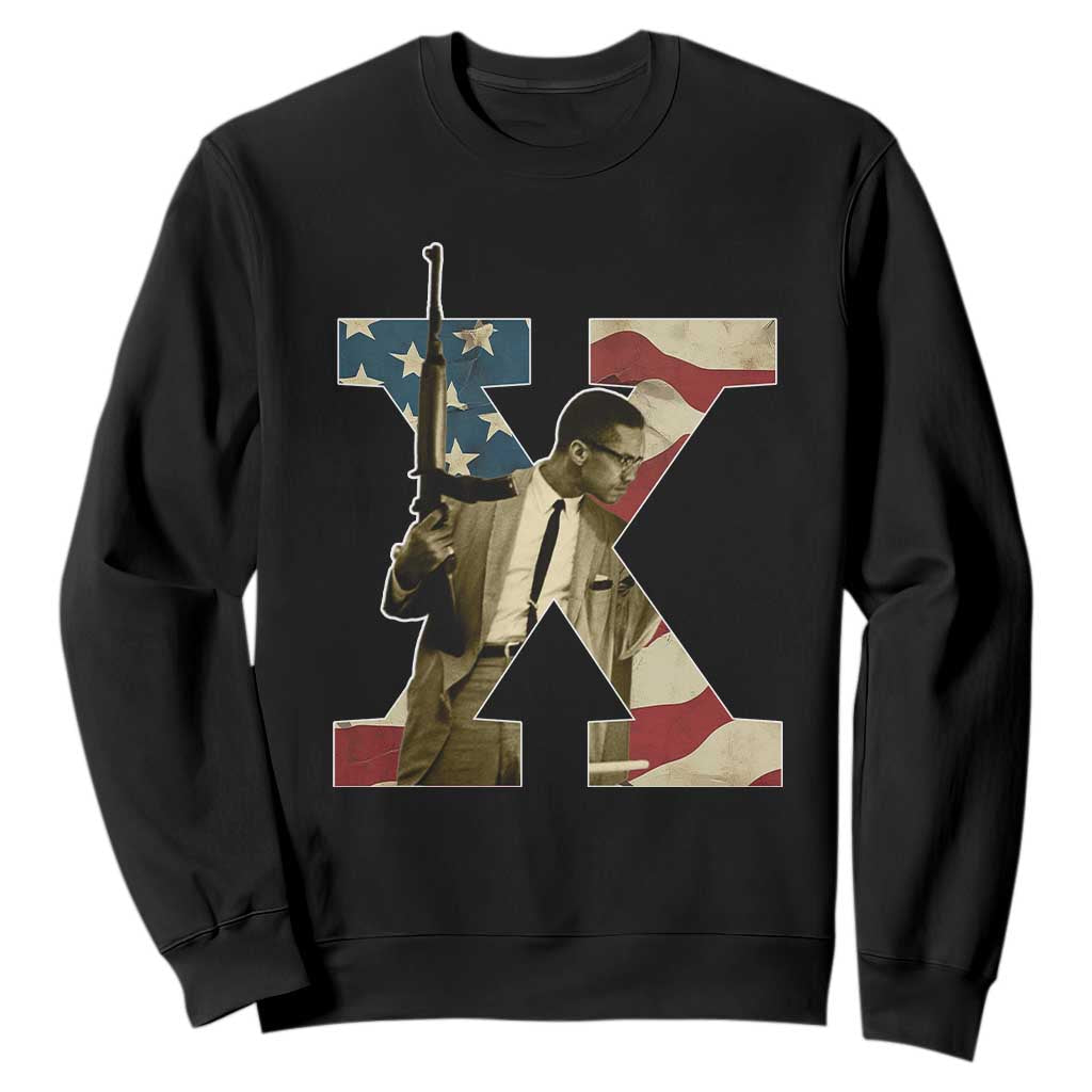 Malcolm X Sweatshirt Black History Leaders Vintage American Flag TS11