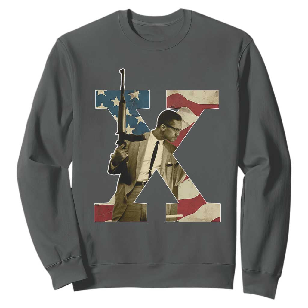 Malcolm X Sweatshirt Black History Leaders Vintage American Flag TS11